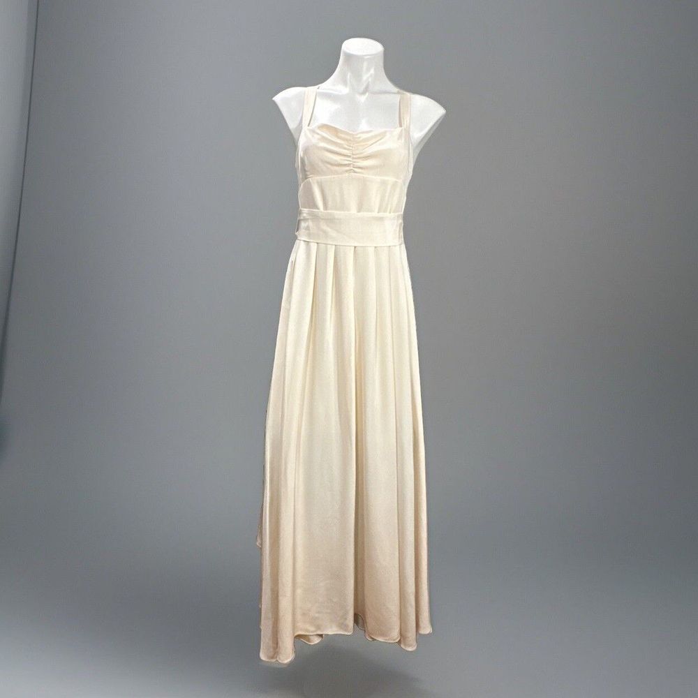 J Crew Sz 8 Rebecca Silk Sleeveless Bridal Maxi Gown Wedding‎ Dress Ivory W/Belt